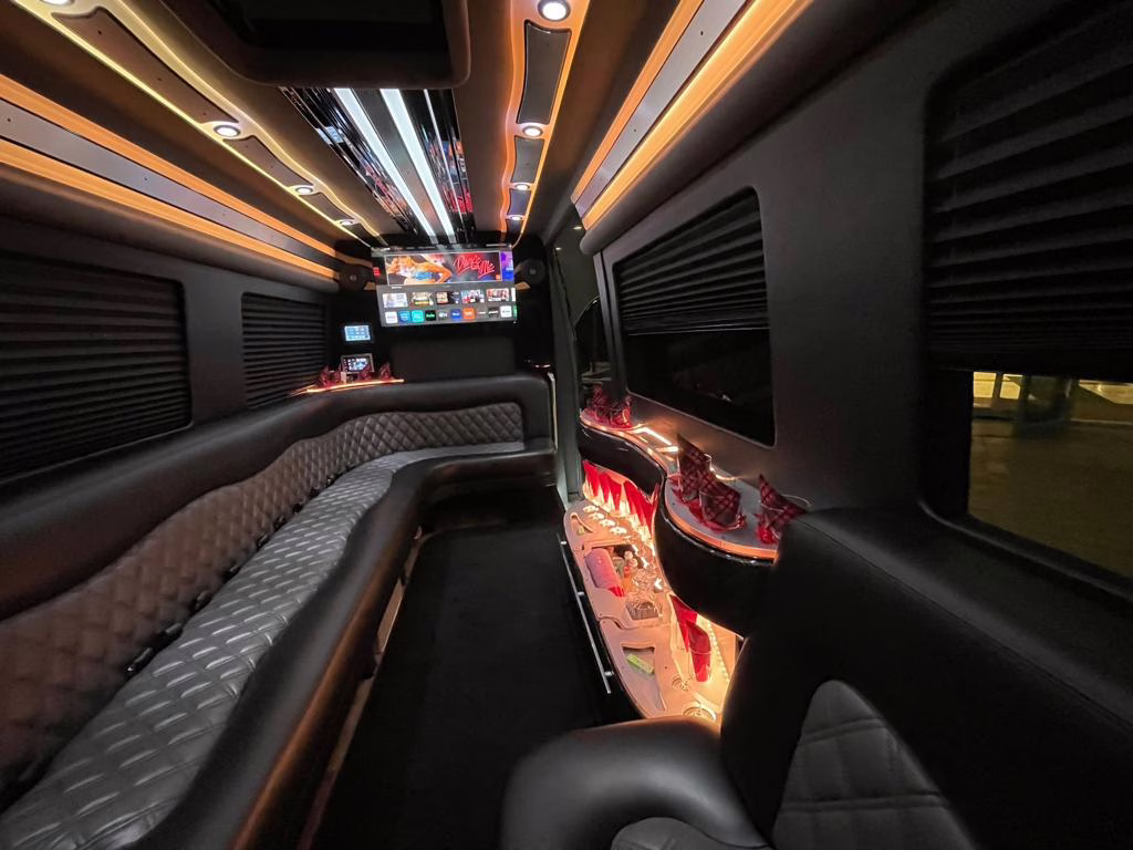 18-passenger limo Sprinter for stadium drop-off and match-day transportation